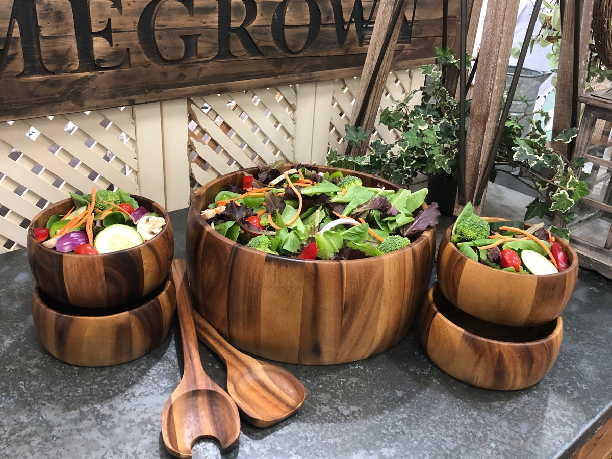 Dragor 7 Piece - Extra Large Salad Bowl with Servers and 4 Individuals - The clever Shelf