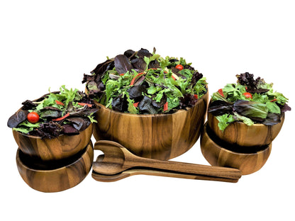 Dragor 7 Piece - Extra Large Salad Bowl with Servers and 4 Individuals - The clever Shelf