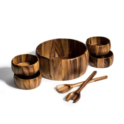 Dragor 7 Piece - Extra Large Salad Bowl with Servers and 4 Individuals - The clever Shelf