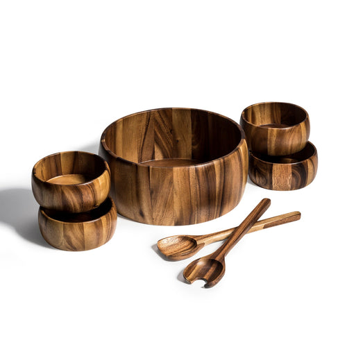 Dragor 7 Piece - Extra Large Salad Bowl with Servers and 4 Individuals - The clever Shelf