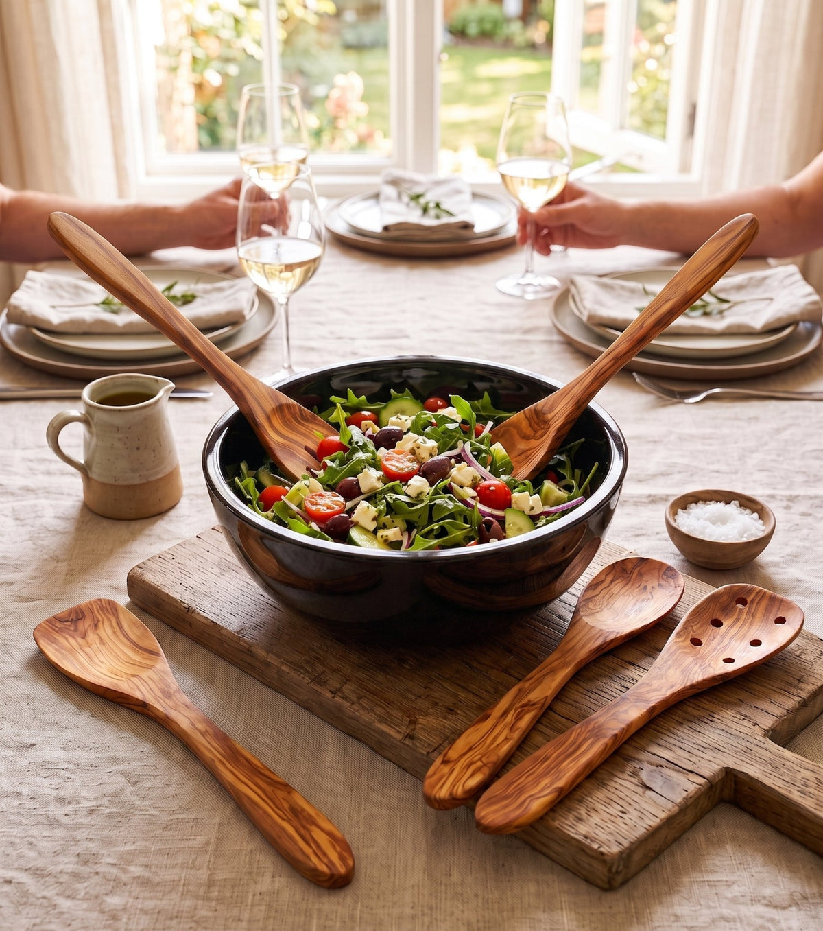 Olive Wood Kitchen Servers Set -5 pcs - The clever Shelf