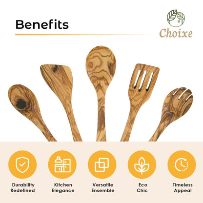 Olive Wood Kitchen Servers Set -5 pcs - The clever Shelf