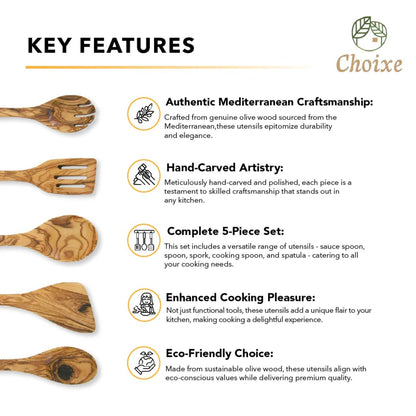 Olive Wood Kitchen Servers Set -5 pcs - The clever Shelf