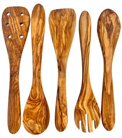 Olive Wood Kitchen Servers Set -5 pcs - The clever Shelf