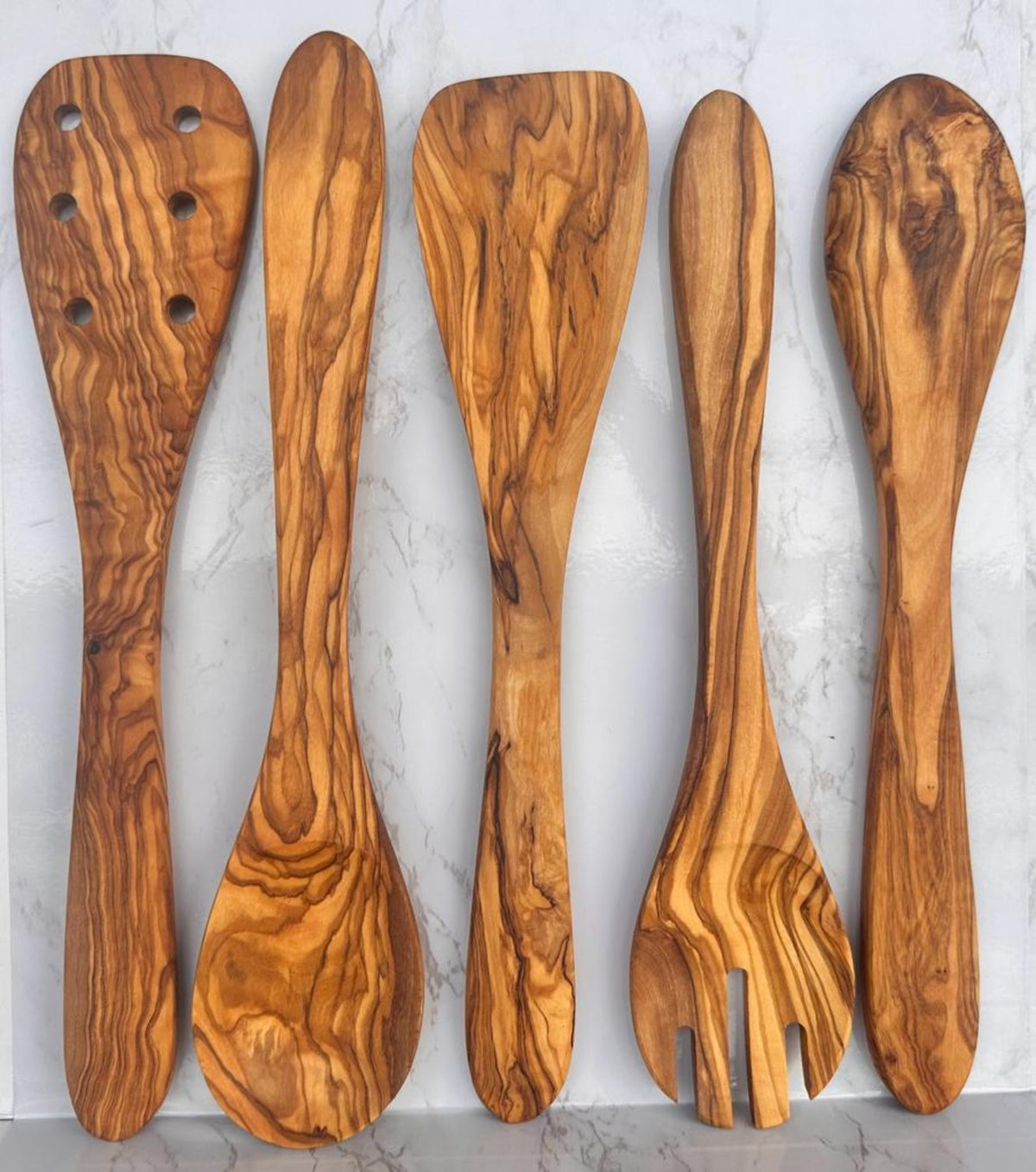 Olive Wood Kitchen Servers Set -5 pcs - The clever Shelf