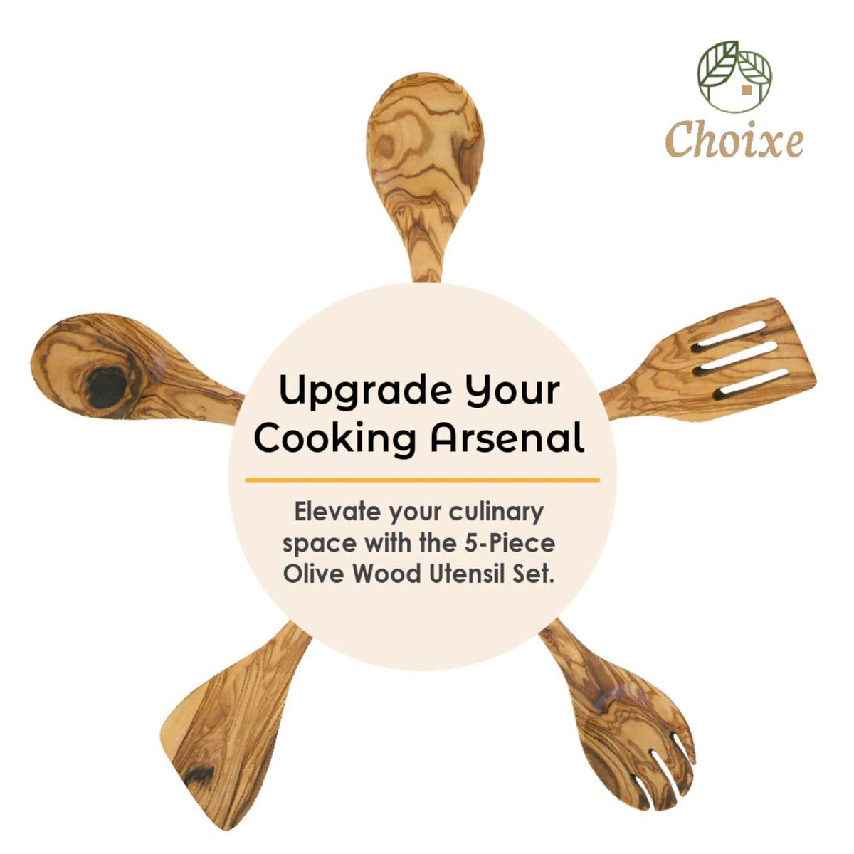Olive Wood Kitchen Servers Set -5 pcs - The clever Shelf