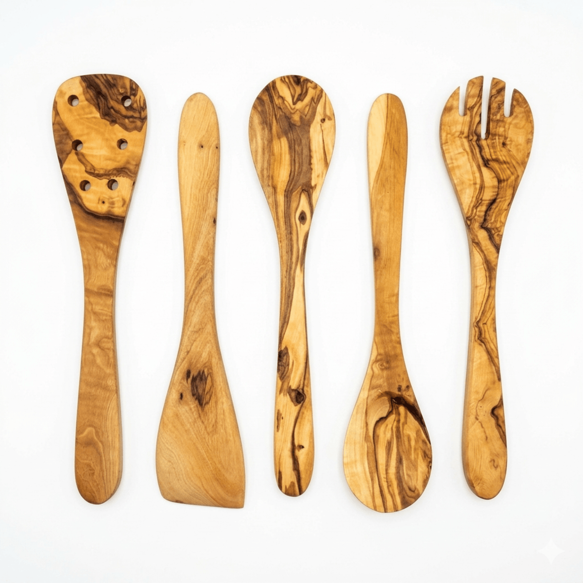 Olive Wood Kitchen Servers Set -5 pcs - The clever Shelf