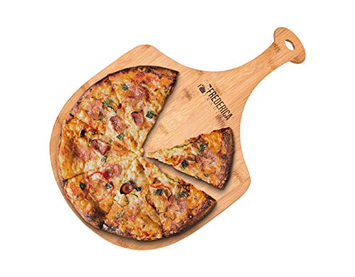 Premium Natural Bamboo Pizza Peel Paddle and Cutting Board (For Pizza, Fruit, Vegetables, Cheese) - The clever Shelf
