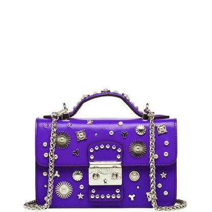 Royal Blue Studded Leather Crossbody Bag - The clever Shelf