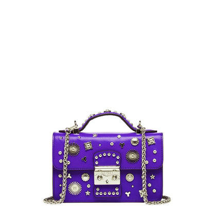 Royal Blue Studded Leather Crossbody Bag - The clever Shelf