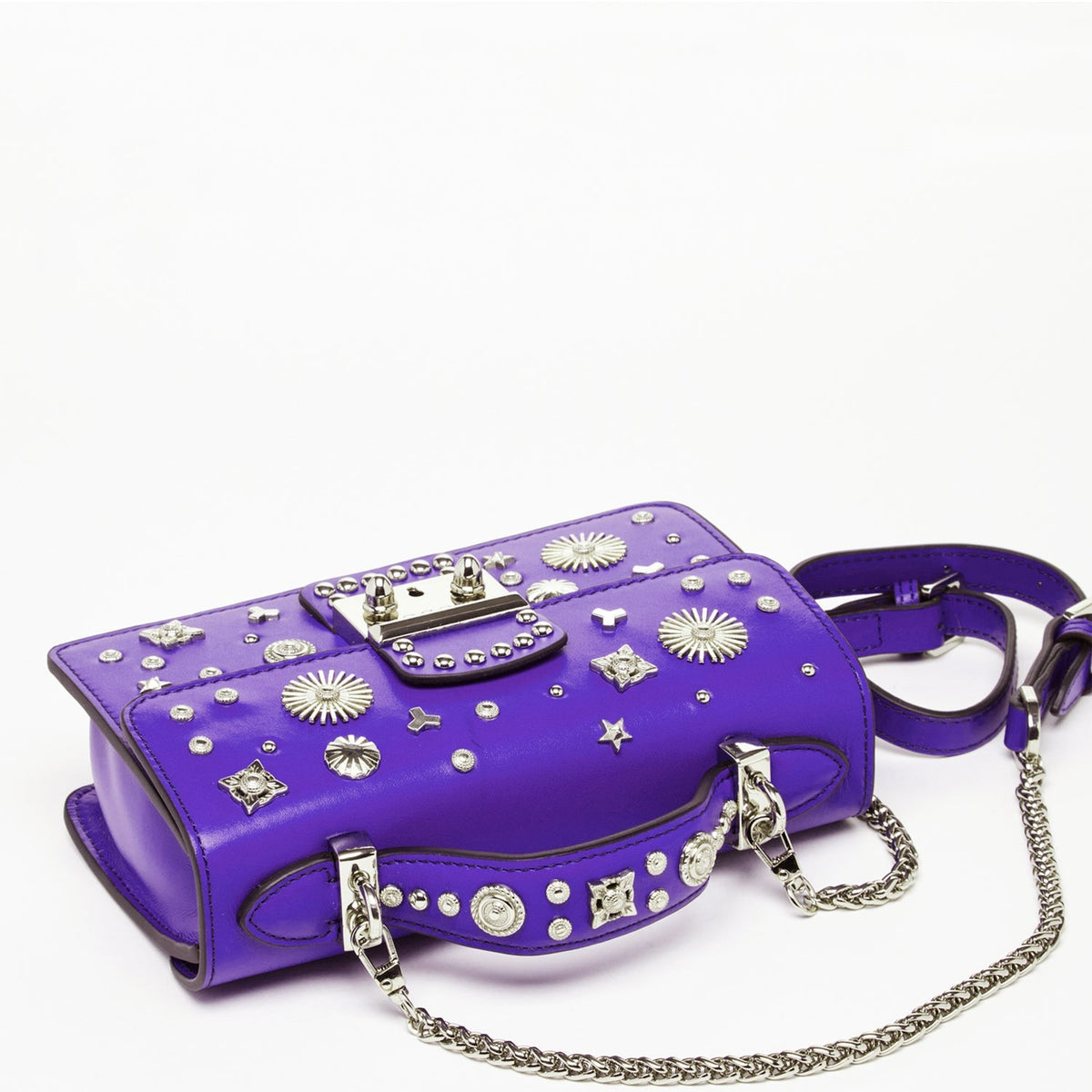Royal Blue Studded Leather Crossbody Bag - The clever Shelf